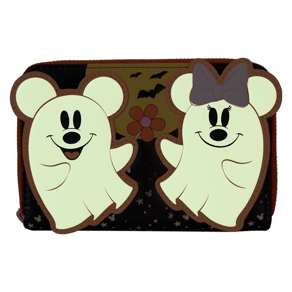 Mickey & Minnie Floral Ghost Glow Zip Around Wallet - Picture 2 of 4